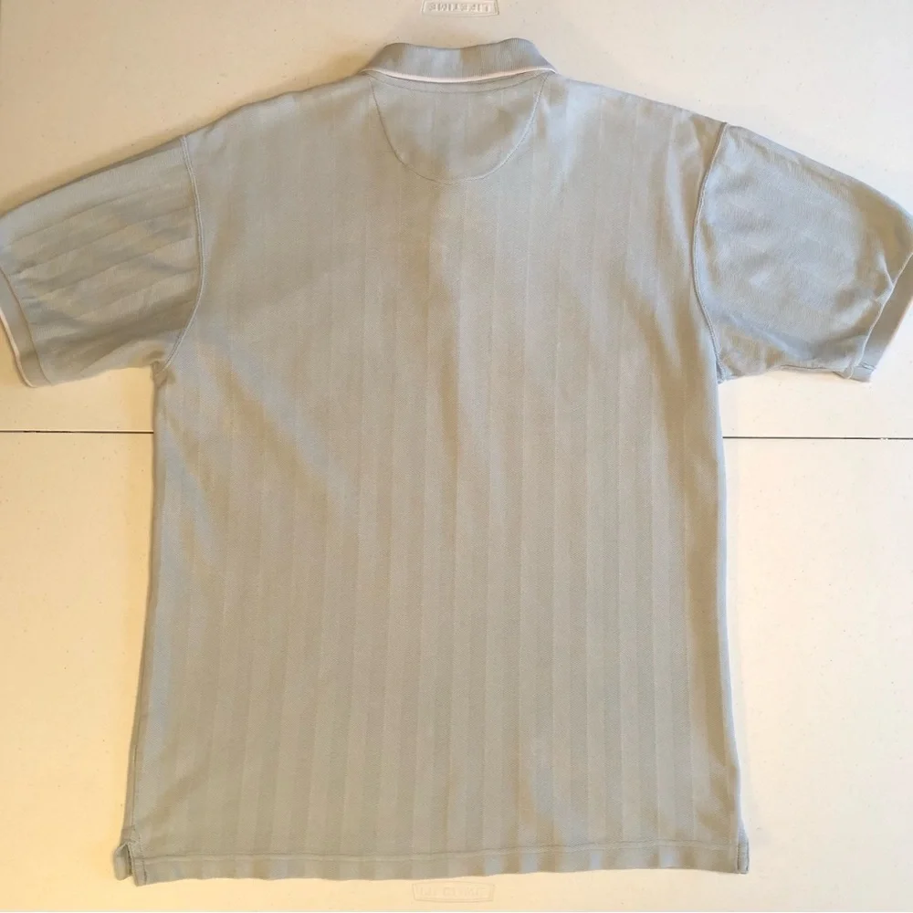 Chaps Ralph Lauren Classic Light Blue Polo Shirt with White Trim Accent Size L